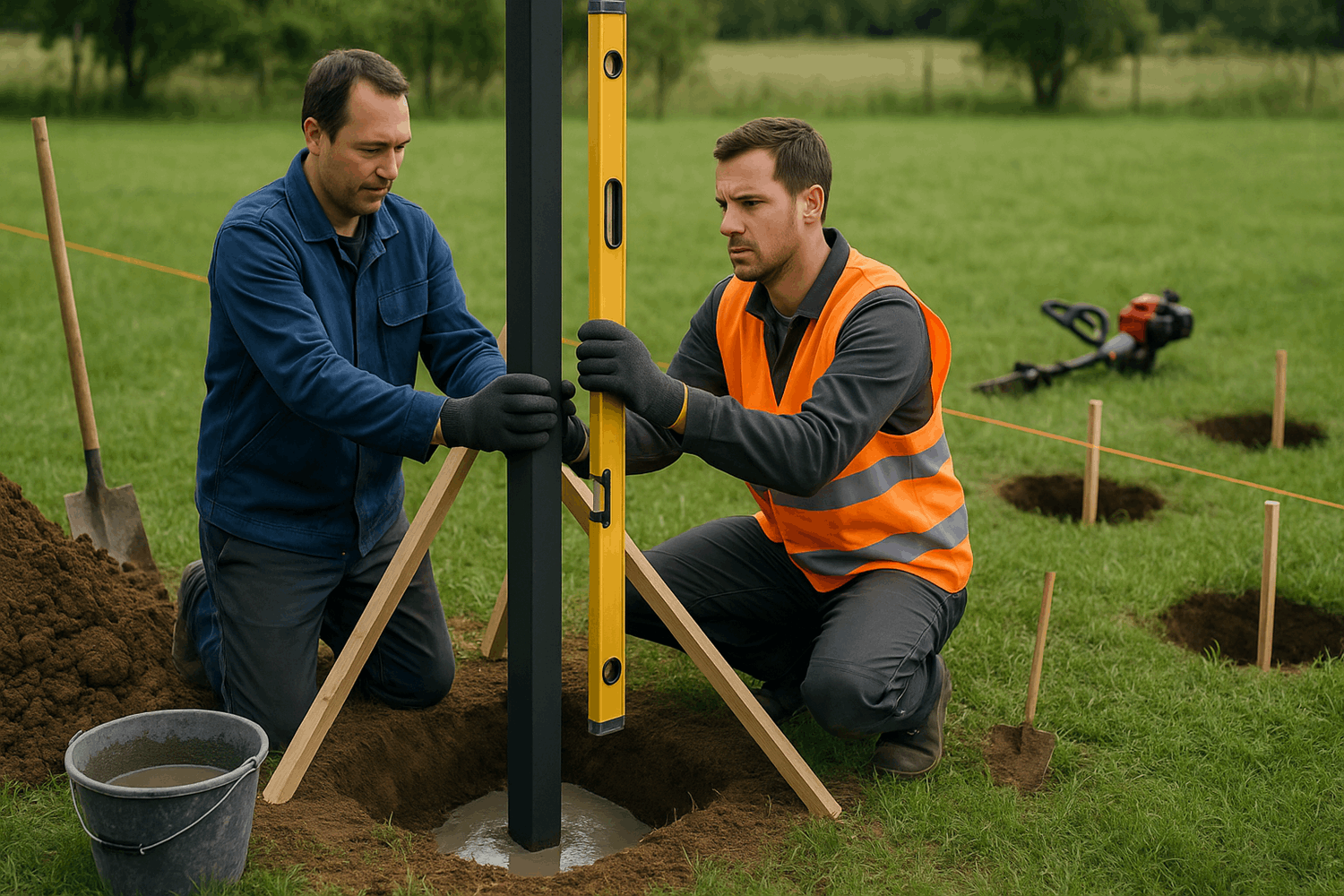  Шаг 2. Установка опорных столбов