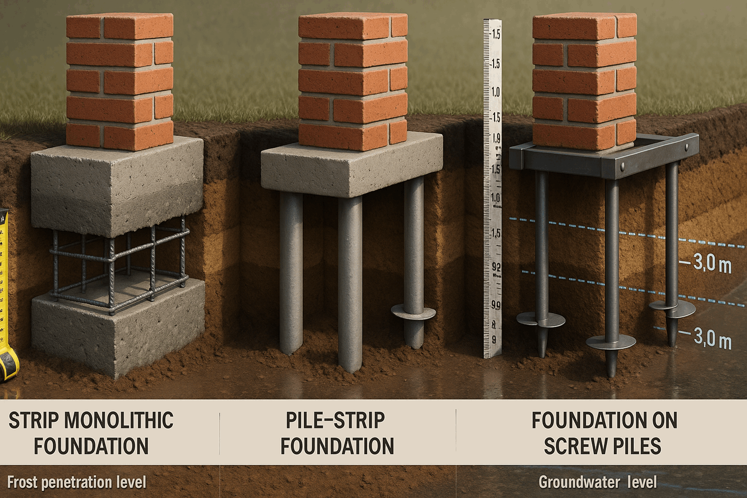 Фундамент под кирпичный забор: 3 варианта для разных условий