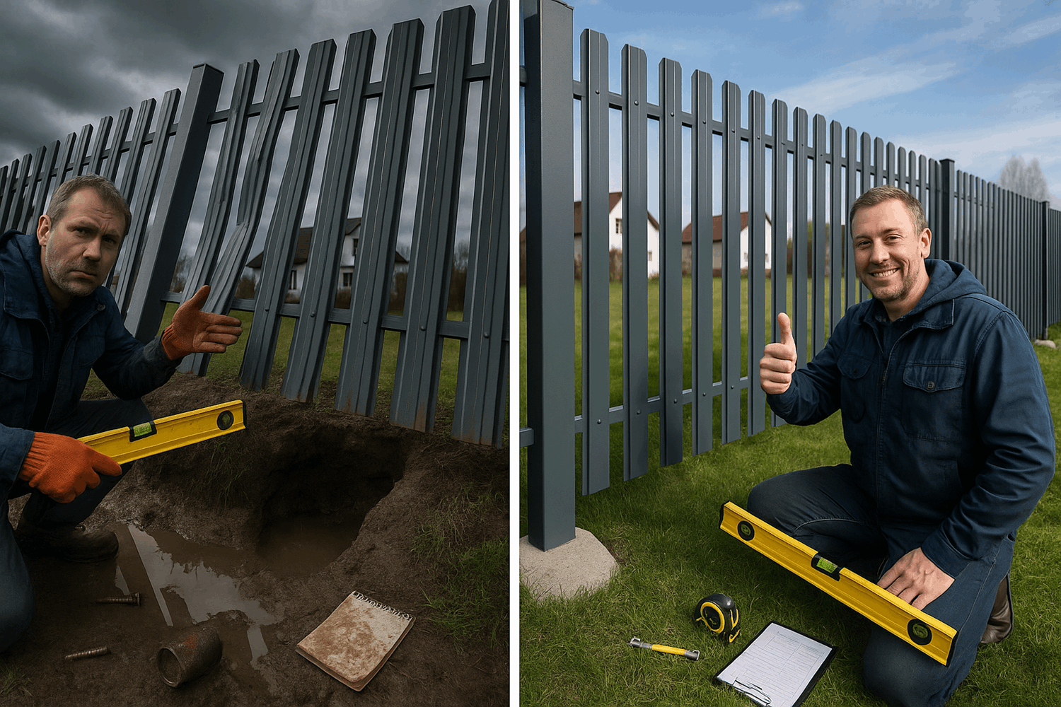 7 критических ошибок при установке штакетника на уклоне