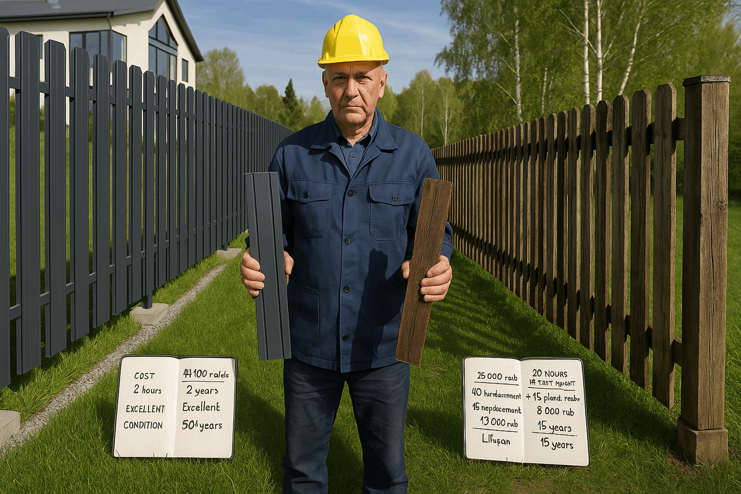 Металлический или деревянный штакетник на уклоне: что практичнее