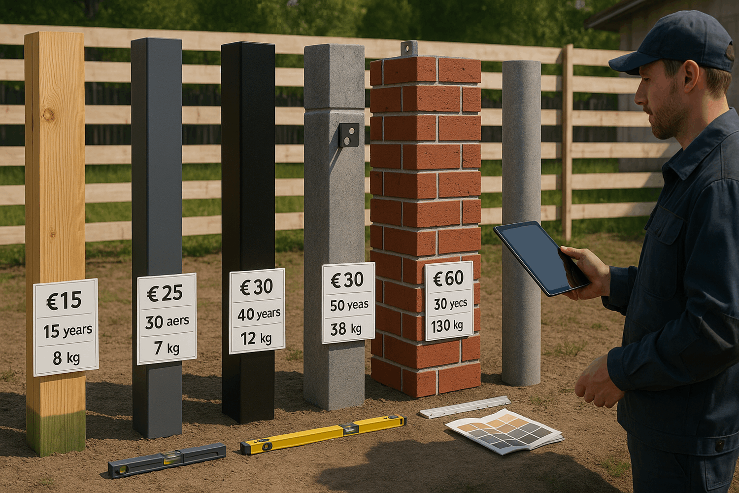  Типы столбов: дерево, металл или бетон