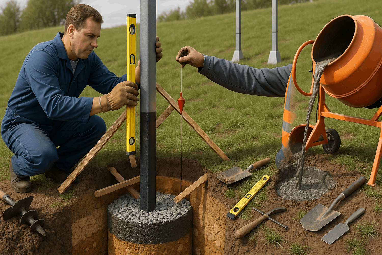  Этап 2: Установка столбов