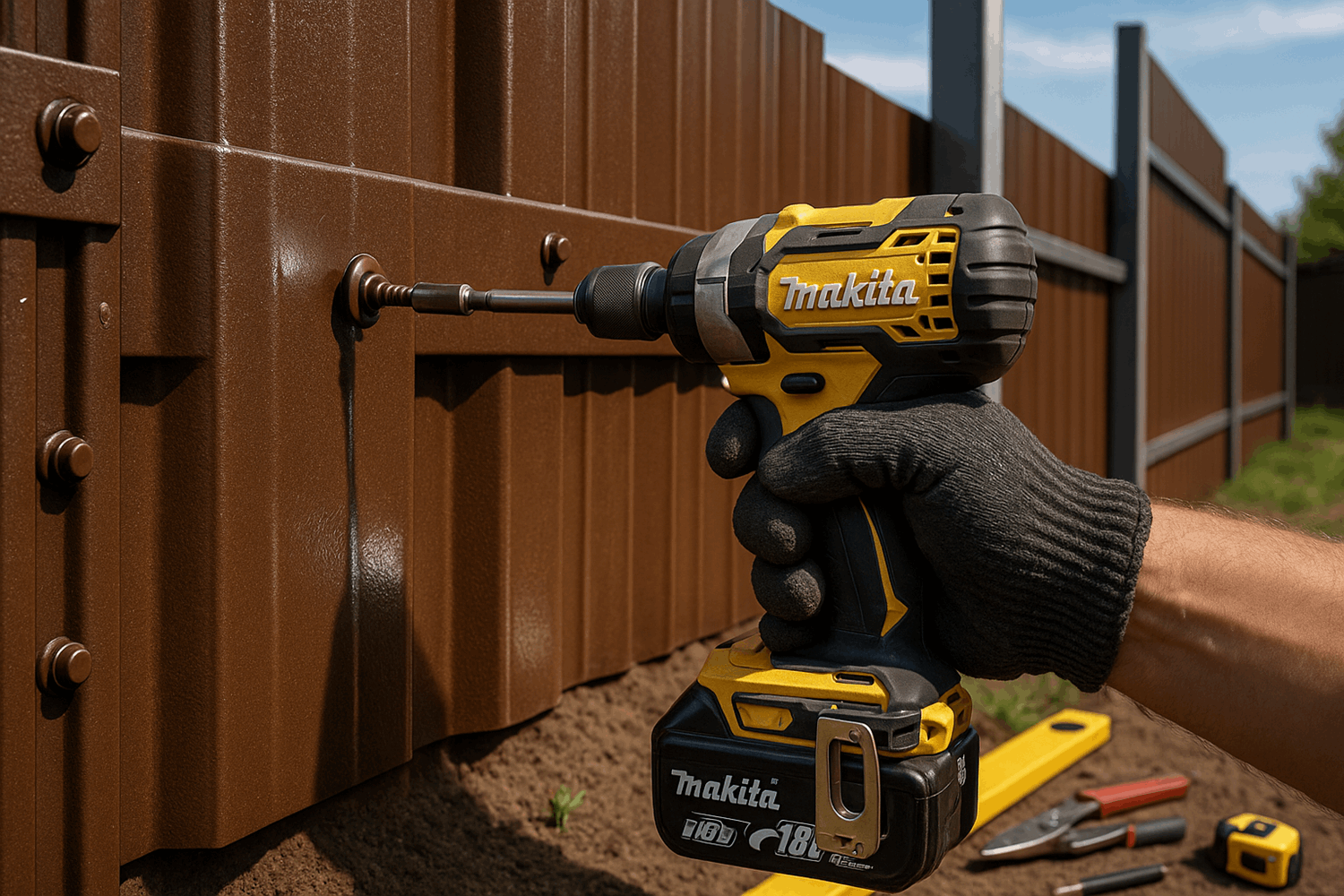  Этап 4: Крепление профнастила