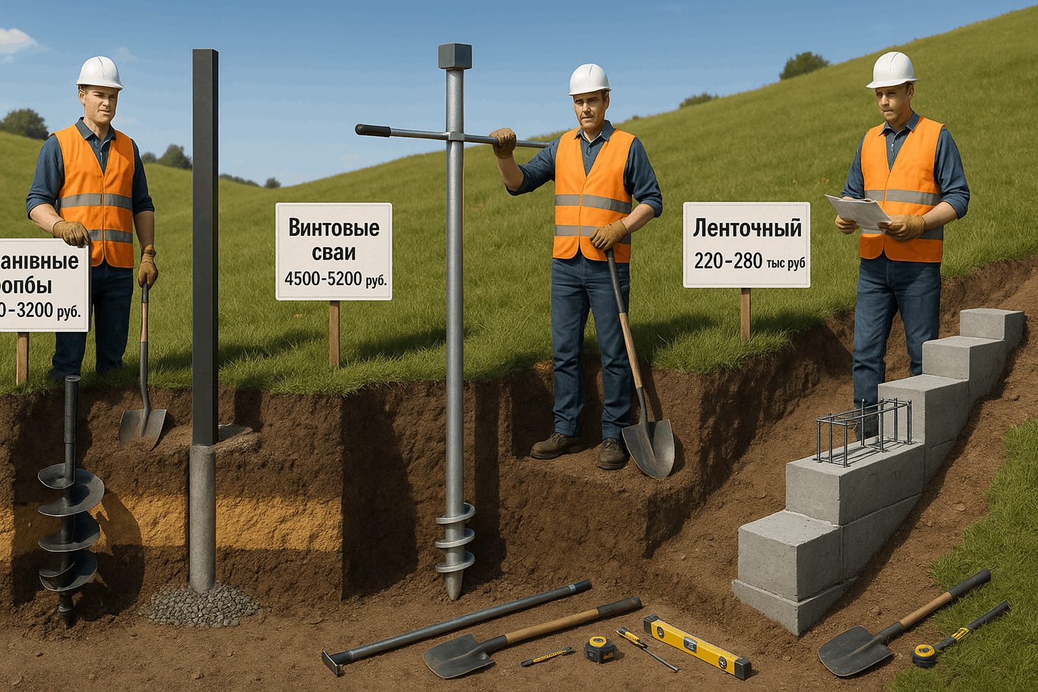 Фундамент для забора на склоне — три варианта от бюджетного до надёжного