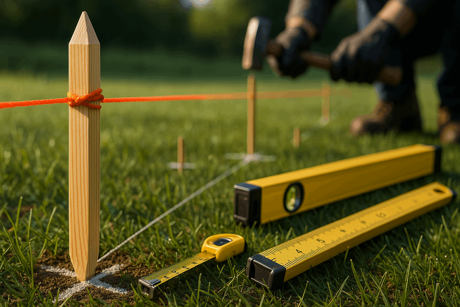  Шаг 1. Разметка территории: как натянуть нитку ровно