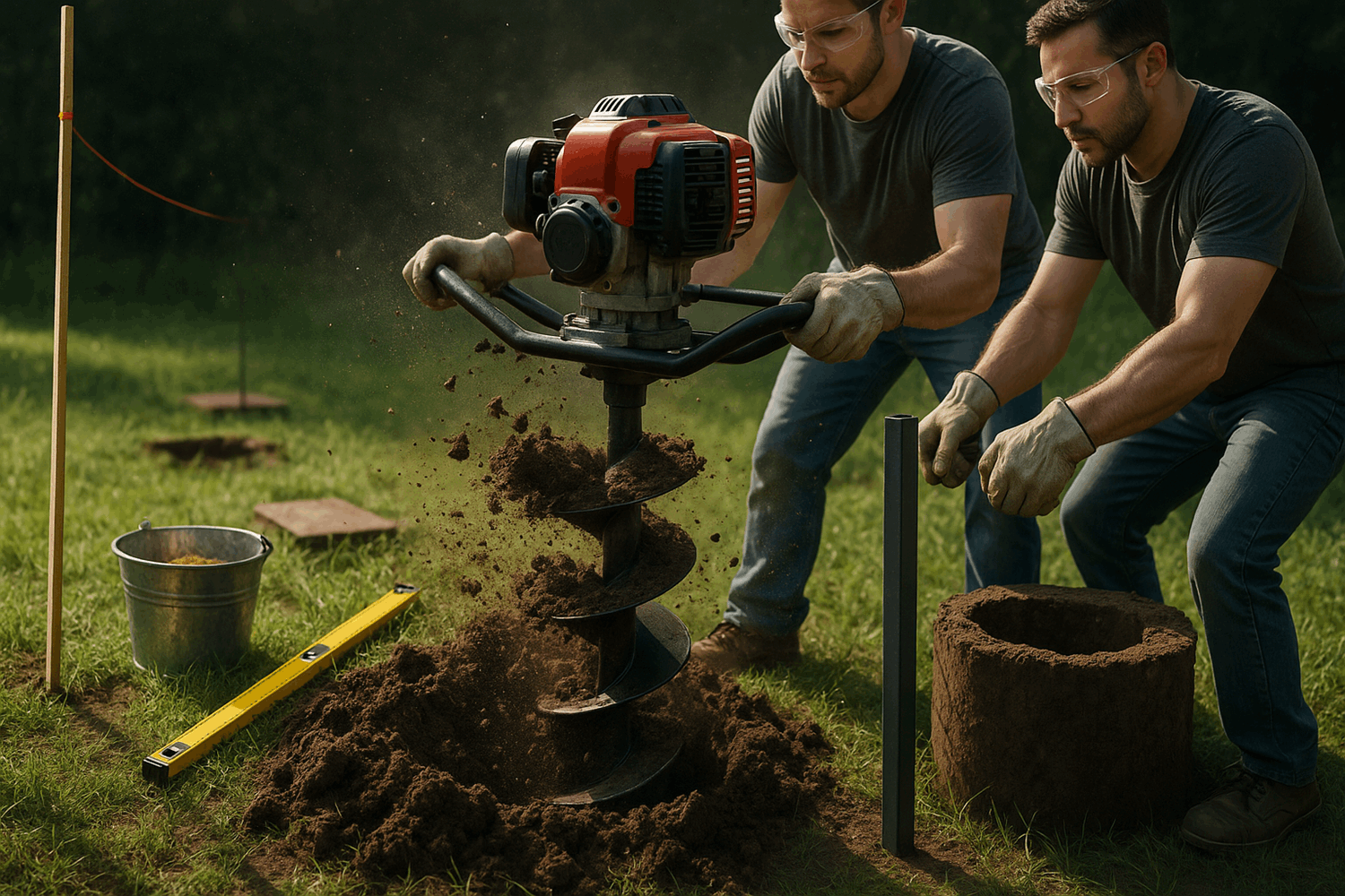  Шаг 2. Бурение ям под столбы: глубина и диаметр