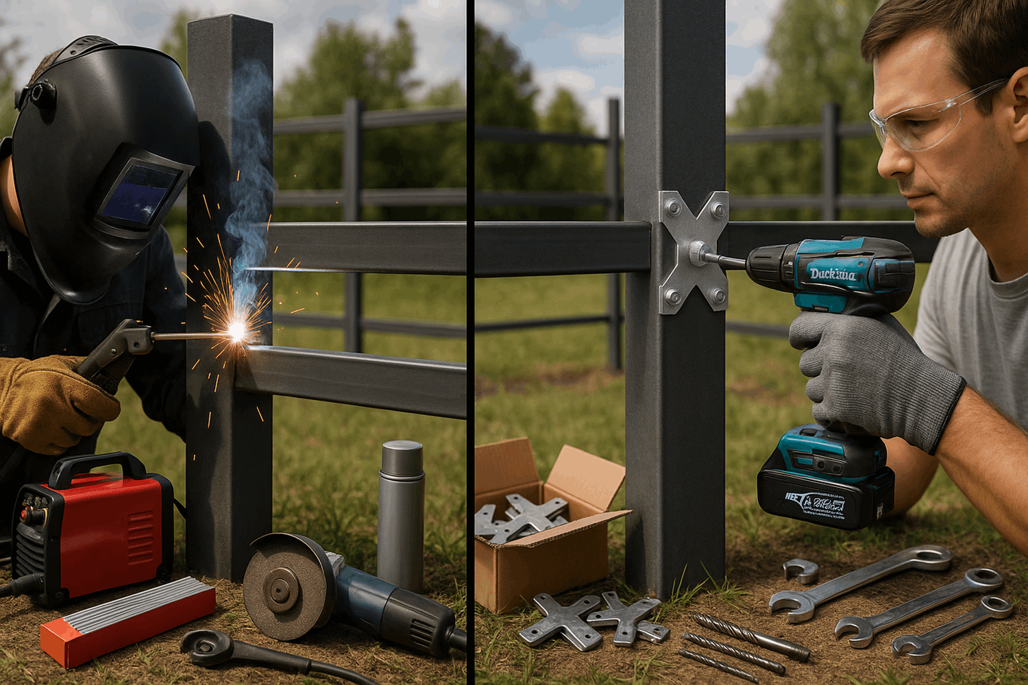  Шаг 4. Монтаж лаг: сварка или кронштейны?