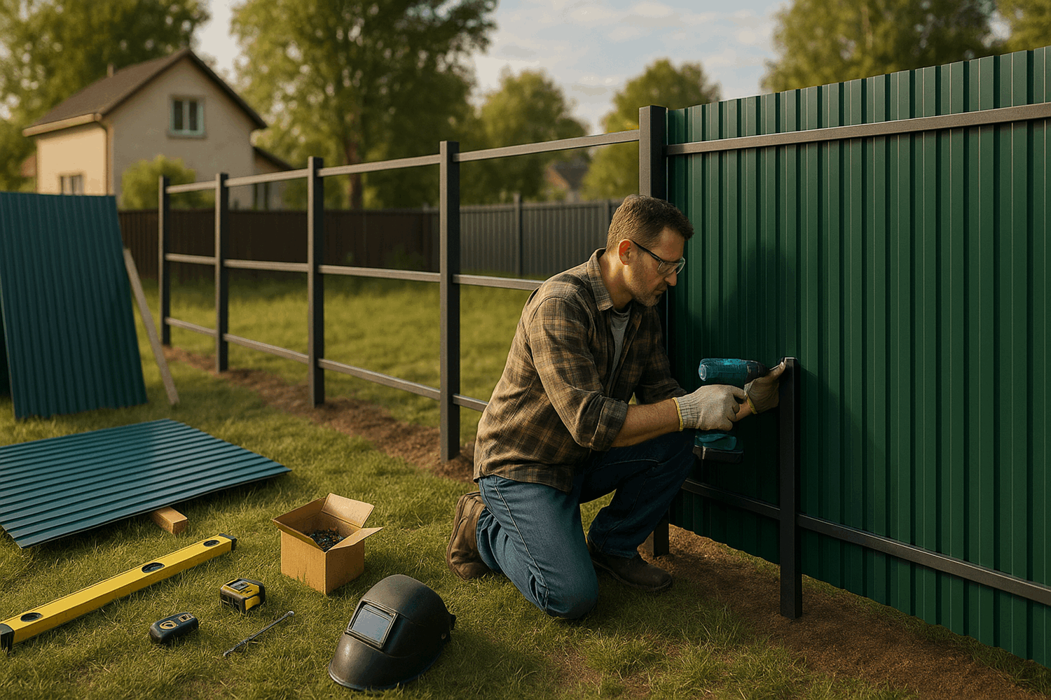 Установка забора из профнастила своими руками: пошаговая инструкция
