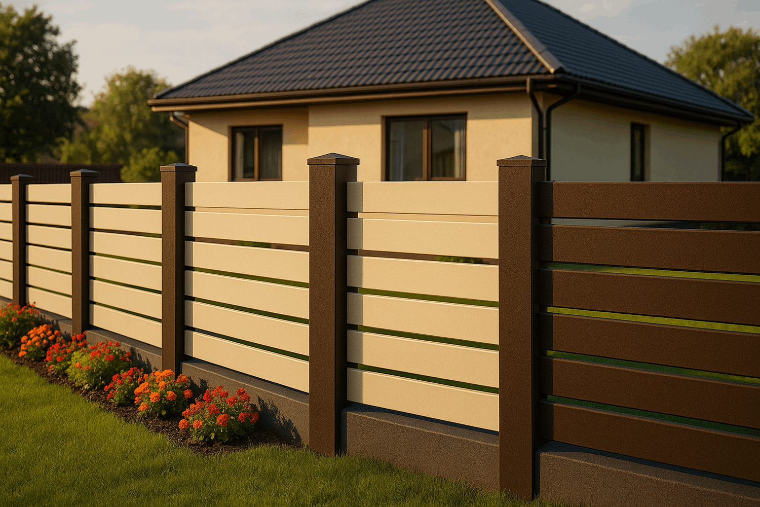 Комбинированные заборы: игра с цветом