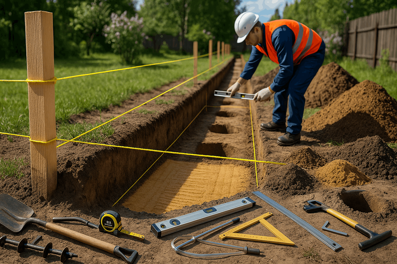  Этап 1. Разметка и земляные работы