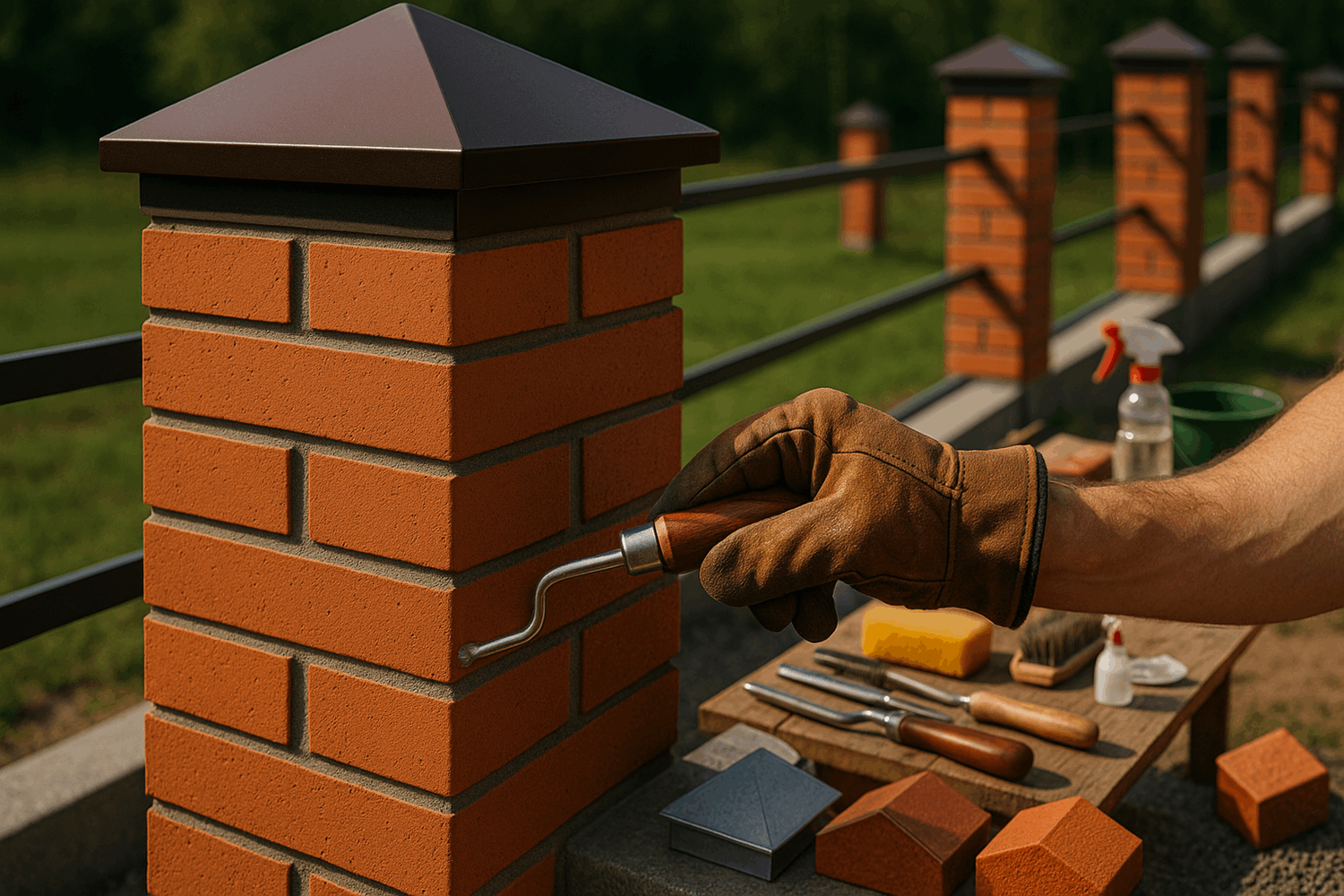  Финишная отделка столбов