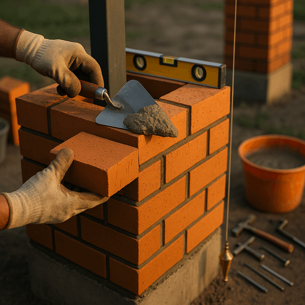 Кладка кирпичных столбов – технология и секреты мастеров