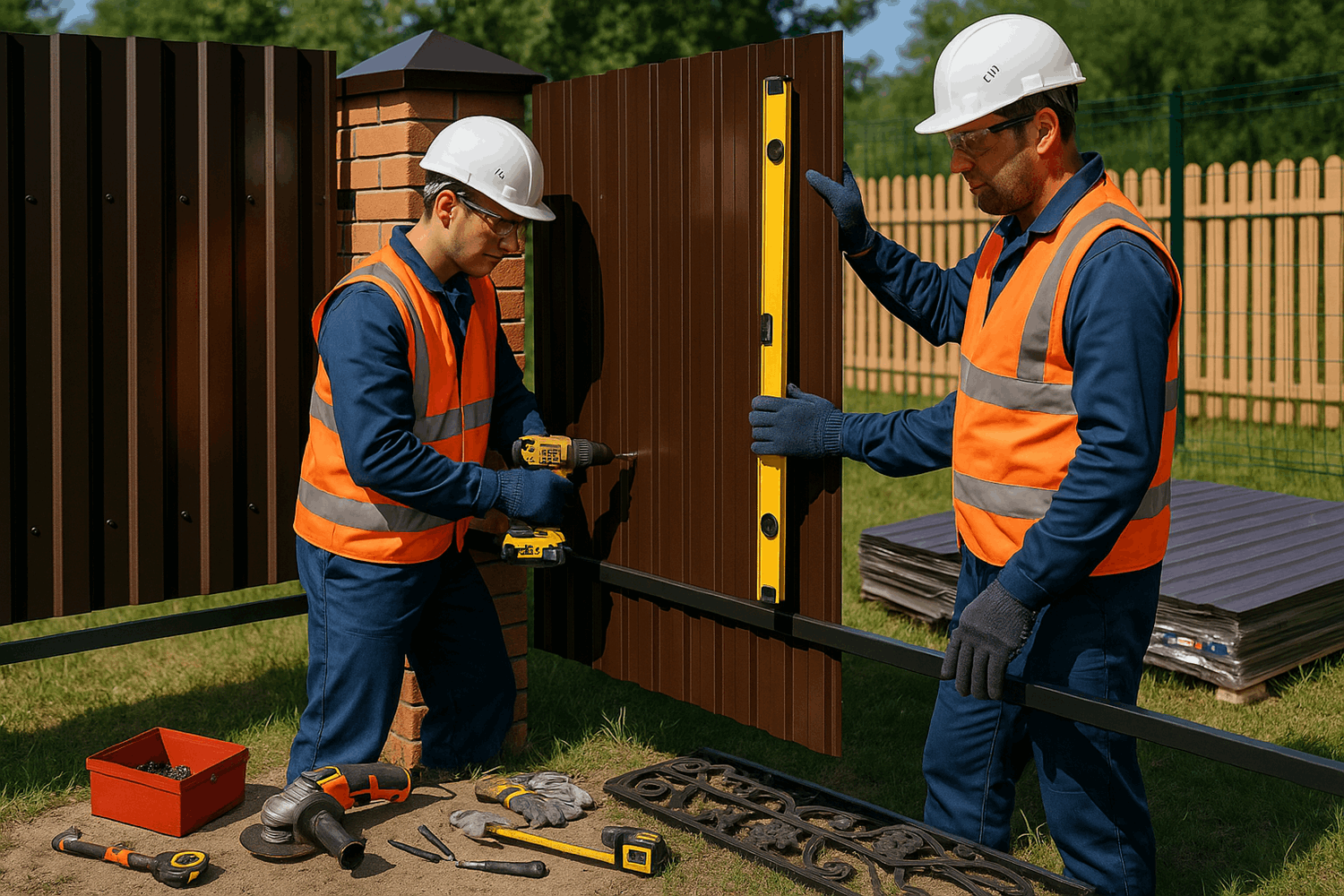 Монтаж пролетов – от профнастила до ковки