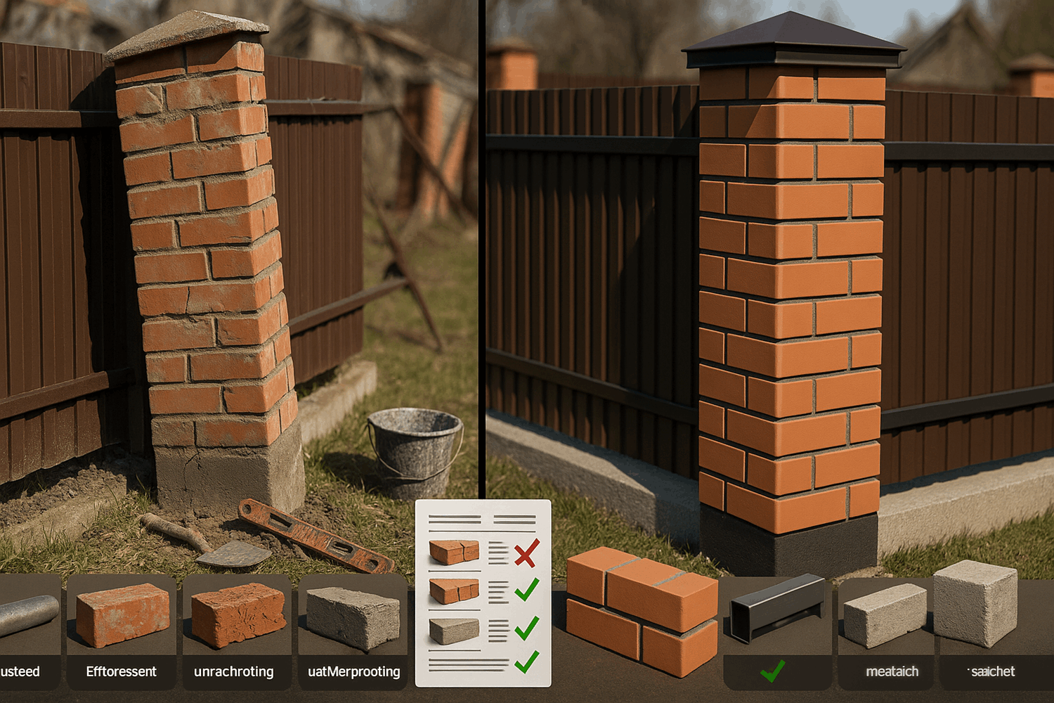 Типичные ошибки при строительстве забора с кирпичными столбами